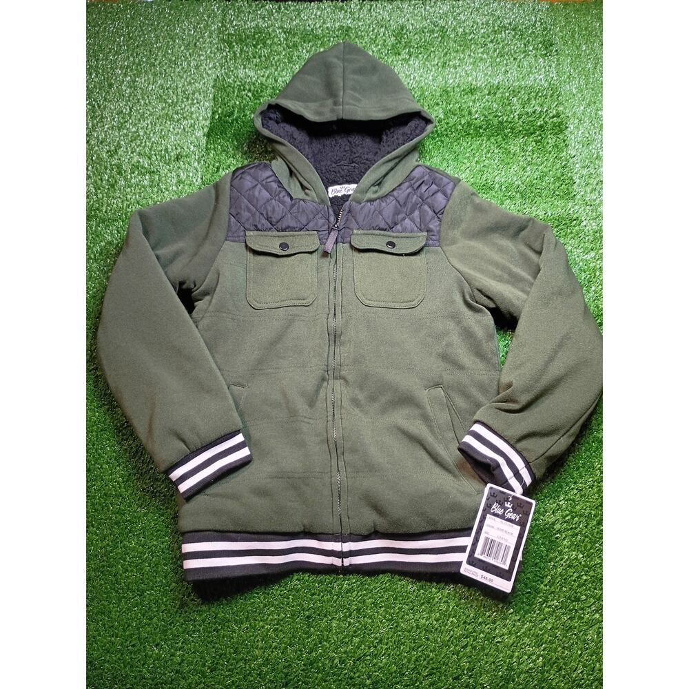Blue Gear Sherpa-Lined Varsity Jacket - Quilted, Hooded